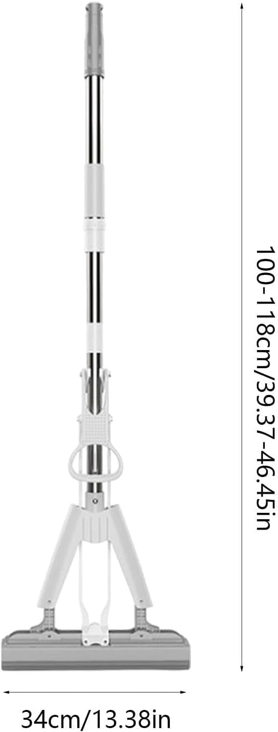 Premium Easy Floor Cleaner with Self-Squeeze Wringing, Hands-Free Extended Highly-Absorbent PVA Sponge Mop for Laminate, Tile, Hardwood Floor