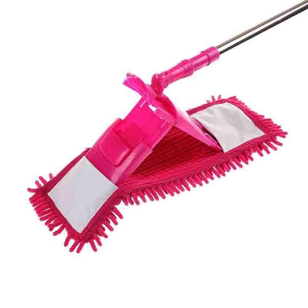 Wet and Dry Cleaning Flat Microfiber Floor Cleaning Mop with Telescopic Long Handle Dry Mop, Standard (Multicolour) (Metal)