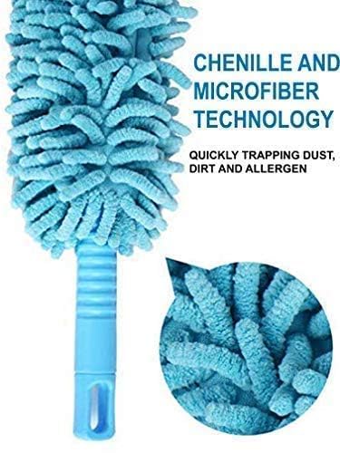 3 in 1 Duster Microfiber Feather Bendable & Extendable Fan Cleaning Duster with 100 inches Expandable Pole Handle Washable for High Ceiling Fans,Window Blinds, Furniture