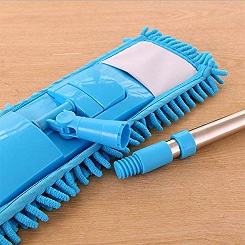 Wet and Dry Cleaning Flat Microfiber Floor Cleaning Mop with Telescopic Long Handle Dry Mop, Standard (Multicolour) (Metal)