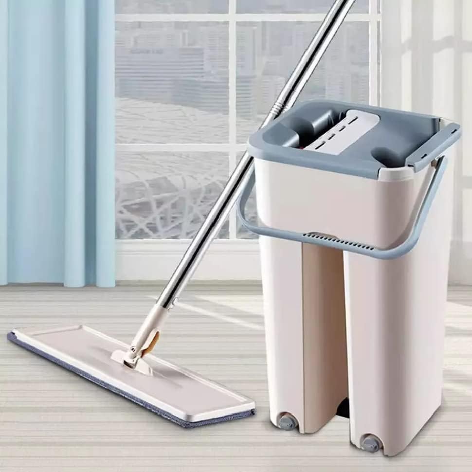 Mop with Bucket for Floor Cleaning, Pocha for Floor Cleaning, Microfiber Flat Mop with Bucket, Hands Free Squeeze, Cleaning Mops, 360°Rotating Wet and Dry Cleaning Mop