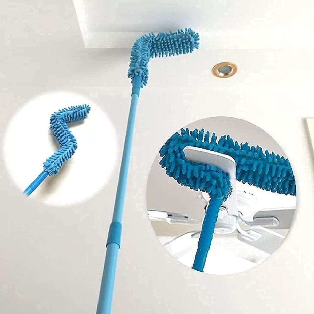 3 in 1 Duster Microfiber Feather Bendable & Extendable Fan Cleaning Duster with 100 inches Expandable Pole Handle Washable for High Ceiling Fans,Window Blinds, Furniture