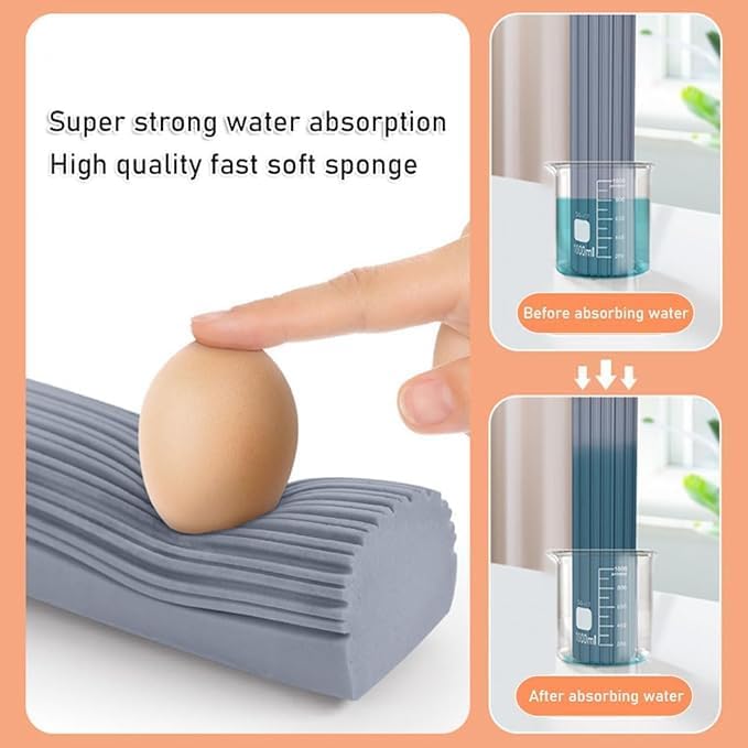 Premium Easy Floor Cleaner with Self-Squeeze Wringing, Hands-Free Extended Highly-Absorbent PVA Sponge Mop for Laminate, Tile, Hardwood Floor