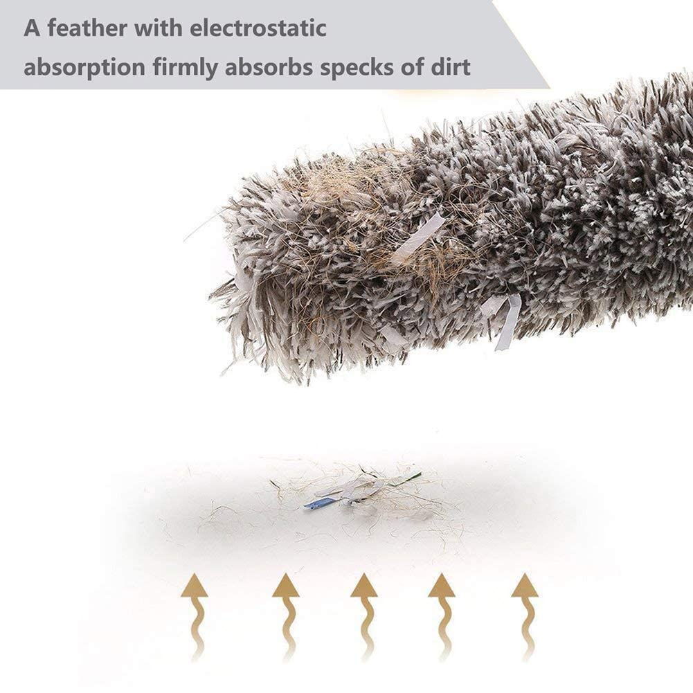 Improved Extra Long Microfiber Duster with Extension Pole (30 to 100 inches) Scratch-Resistant Cover, Bendable, Washable, Lint Free Feather Dusters for Cleaning Roof, Ceiling Fan,Blinds