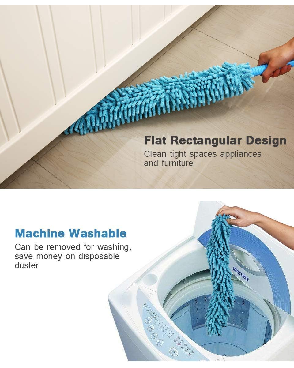 3 in 1 Duster Microfiber Feather Bendable & Extendable Fan Cleaning Duster with 100 inches Expandable Pole Handle Washable for High Ceiling Fans,Window Blinds, Furniture