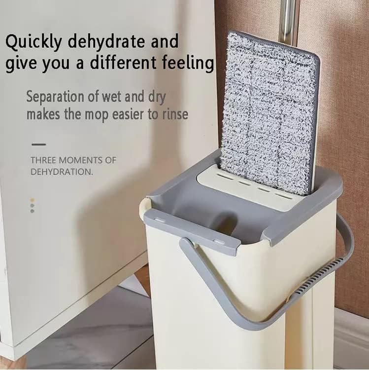 Mop with Bucket for Floor Cleaning, Pocha for Floor Cleaning, Microfiber Flat Mop with Bucket, Hands Free Squeeze, Cleaning Mops, 360°Rotating Wet and Dry Cleaning Mop