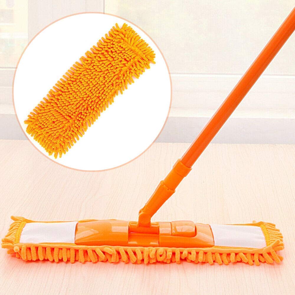 Wet and Dry Cleaning Flat Microfiber Floor Cleaning Mop with Telescopic Long Handle Dry Mop, Standard (Multicolour) (Metal)