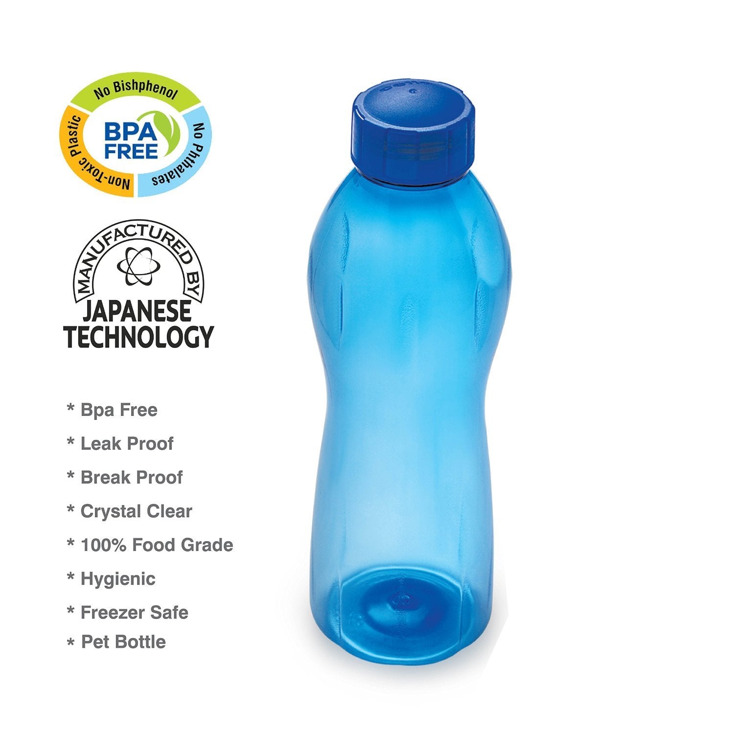 PET Bottle Set, 1 Litre, Set of 12, Blue