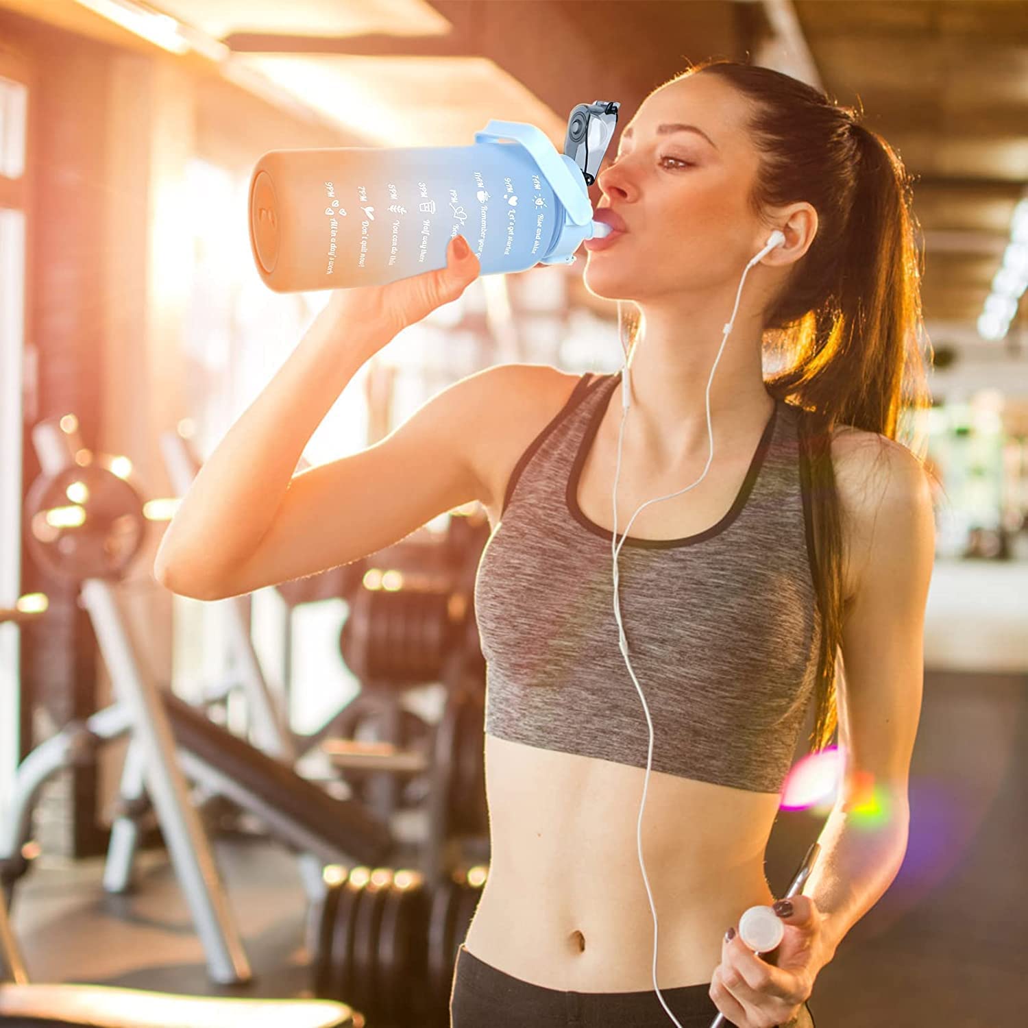 Sport Motivational Plastic Water Bottle, Set of 3, Blue