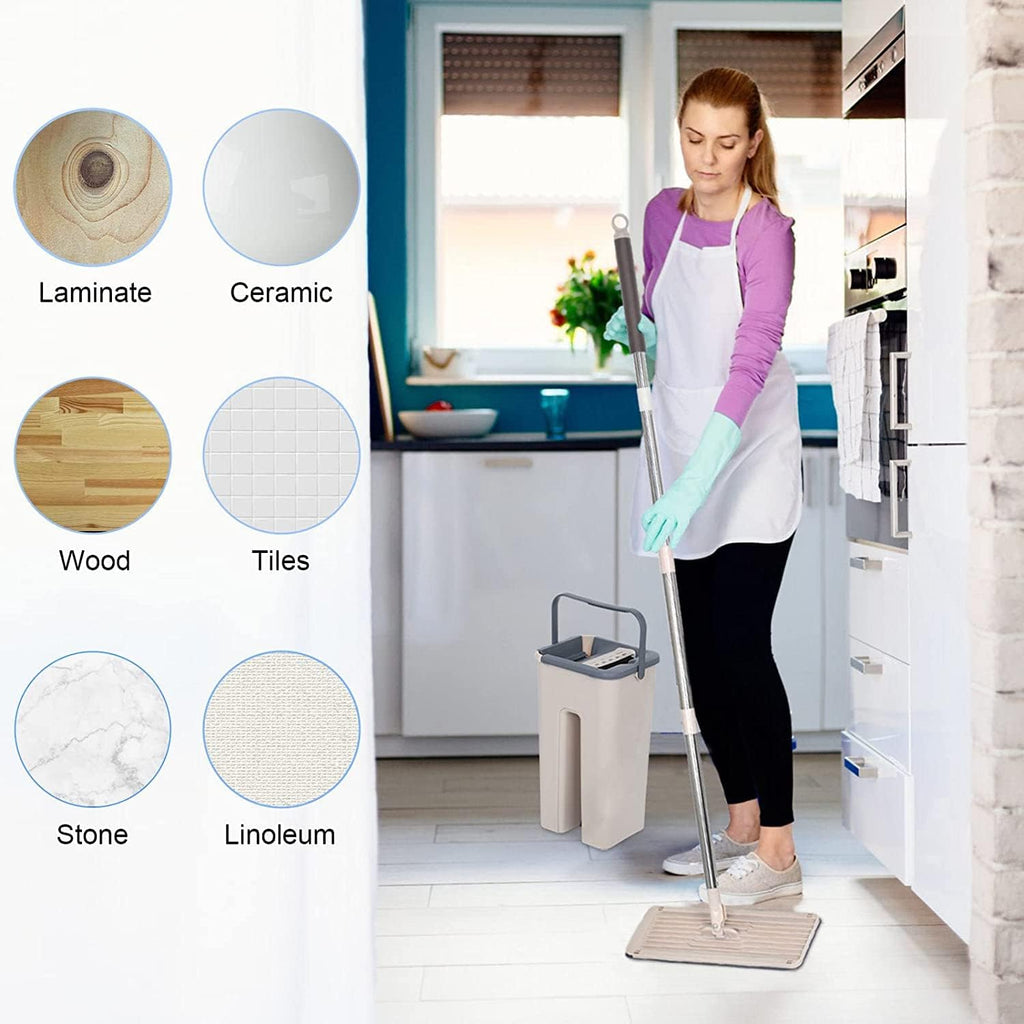 Mop with Bucket for Floor Cleaning, Pocha for Floor Cleaning, Microfiber Flat Mop with Bucket, Hands Free Squeeze, Cleaning Mops, 360°Rotating Wet and Dry Cleaning Mop